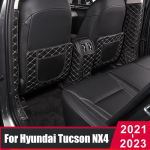 Nahast auto kick-matid Auto istme seljakaitse kattepadi Hyundai Tucson 2022 2023 NX4 h&uuml;briidsisu jaoks Red 3pcs