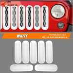 7x White Grille Front Mesh erts Trim for Jeep JK Wrangler 2007-18 Accessories