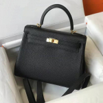 Lit&scaron;i mustriga klassikaline Kelli kott h kodumoe togo veisenahast kott ehtne nahk kaasaskantav mitmek&uuml;lgne &otilde;lakott lukk lukk naiste kott 25cm (with box) must