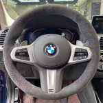 Hand-stitched blue line suede anti-slip Car Steering Wheel Cover For BMW M Sport G32 G20 G21 G16 X3 G01 X4 G02 Auto Parts style 1 black