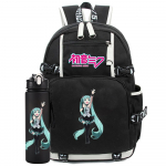 2 tk/komplekt Anime Hatsune Miku tr&uuml;kitud seljakott 750 ml veepudeliga teismelisele &otilde;pilasele t&uuml;drukule poisile suure mahutavusega veekindel koolikott kingitus