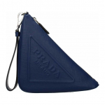 Prada kolmnurkne &uuml;hev&auml;rviline reljeefse logoga nahast kolmnurkne sidur V&auml;ike meeste sidur Sinine 2NE054_2FAD_F0016 Basic Set (Bag)