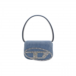 Diesel 1Dr T&auml;ielikult Kivistatud Metallist Ovaalse D Logoga Teksist K&auml;eshoitav &Otilde;lakott Naiste k&auml;ekotid Sinine X08396P6342HA064 Basic Set (Bag+Dust Bag)