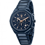 Maserati Stile Blue Roostevabast Terasest Meeste Kvarts Kronograafkell R8873642008 sinine