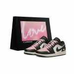 Jordan Air Jordan 1 Kulumiskindlad Madalad Vintage Korvpallijalatsid Naiste Must Valge Roosa 553560-081(Team577-S-BOX) 36.5