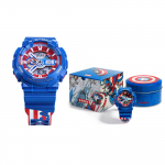 Casio G-Shock Marveli piiratud v&auml;ljaanne Kapten Ameerika kinkekomplekt Kahekordse n&auml;idikuga seeria 200M veekindel Kvartsmehhanism Vaikrihm GA-110CAPTAIN-2PR Red Blue White