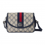Gucci Ophidia GG Supreme Mini Crossbody kott, Beež l&otilde;uend Merev&auml;esinine nahkdetailiga, Naiste &otilde;lakott igap&auml;evaseks ostlemiseks, reisimiseks 772239-FACUK-4047 Basic Set (Bag+Dust Bag)