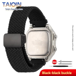 Elastne nailonrihm Casio DW-291H/DW-290 W-218H/W-219H jaoks Kootud l&otilde;uendist rihm Meeste magnetpandlaga aksessuaar 18mm 18mm must