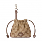Gucci Rahakott Kootud Triipude Detailidega Helekuldse Riistvaraga GG L&otilde;uendist M&uuml;ndikott Nano Naiste Rahakotid Beež Tumehall 837667-FAEUY-9795 Gift Set(Basic Set+Box+Shopping Bag)