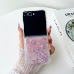 Luksuslik liivakuldne s&auml;deleva s&uuml;damekujulise korpus Samsung Galaxy Z Flip 7 6 5 4 3 ZFlipile, Bling-t&auml;hega, turvapadja p&otilde;rkeraamiga, p&otilde;rutuskindel kate Galaxy Z Flip6 black