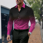 Moodne meeste vabaaja 3D-prindiga gradient pikkade varrukatega s&auml;rk &auml;ris&auml;rk S