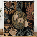 Boheemlaslik Lilleline Du&scaron;ikardin 180X 200cm Must Vintage Abstraktne Lilleline Du&scaron;ikardin Kesk-sajandi Moodne Veekindel W210H180(CM)-1 Pcs