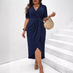 Deep V Sexy Plus Size kleidid V&ouml;&ouml;kohaga moodne l&uuml;hikeste varrukatega &otilde;htukleit L