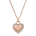 Michael Kors S&uuml;damikuga Disain Roostevabast Terasest Teemant Kaelakee Naiste kaelakee Roosa-Kuldne MKJ3971791 F,Rose Gold