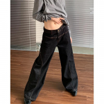Naiste teksad k&otilde;rge v&ouml;&ouml;kohaga vintage sirged kottis teksap&uuml;ksid Streetwear Y2K Ameerika stiilis mood laiad teksap&uuml;ksid S