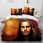 3D Prinditud Johnny Depp Sarja Tekikott Voodipesukomplekt, Tekikoti Voodikomplekt Tekikate Padjap&uuml;&uuml;r, Kuninga Suuruse Kuninganna Suuruse Voodikomplekt Lastele EU Twin 135x200cm