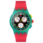 SWATCH Neooni seeria Kvartsliikumine 30 meetrit veekindel Meeste k&auml;ekell &Scaron;veitsi kell 42 mm Must sihver Pol&uuml;meer&uuml;mbris Silikoonrihm SUSG409 must