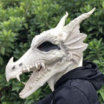Valge draakoni lateksmask - Halloweeni Cosplay looma peakate peoks ja karnevaliks