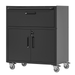 Metallist ratastega t&ouml;&ouml;riistakapp garaaži &ndash; Liikuv raskeveokapp 1 sahtli, 2 lukustatava uksega, K 88 &times; L 75 &times; S 42 cm, must-hall 75 x 42 x 88 cm must