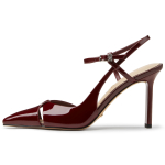 Charles & Keith Nahast Terava Otsaga &Otilde;&otilde;nesrihmaga Stilettokannad 9.7cm Naiste kontsad Burgundiapunane SL1-60280482-1 38 black