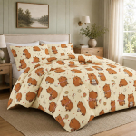 Armas Kapibaara Tekikott Komplekt Kahepoolne Laste Voodipesu Komplekt Padjap&uuml;&uuml;ridega Multikas Tekikate T&uuml;drukud Poisid Hall &Uuml;he Twin EU Single 135*200cm/53x79in 3pcs brown