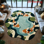 Karpkala tiigi ebakorrap&auml;rane &uuml;mmargune vaip libisemiskindel r&otilde;dule Zen kodu kaunistus 120x120cm 47inch