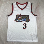 Philadelphia 76ers Allen Iverson 3 Retro Must Valge V&otilde;rkjas Korvpallivorm Unisex T&auml;iskasvanu Medium