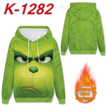 Grinch Hoodie 3D Digitaaltr&uuml;kiga Pullover Dressipluus Fliisvoodriga Paks Soe Talvine Roheline S yellow