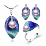 LSOOYH Cloisonne'i naturaalsed mageveep&auml;rlitega k&otilde;rvar&otilde;ngad, moodne lehts&otilde;rmus naistele p&auml;rlitega ehtekomplektid Adjustable Size lilla