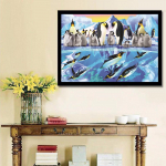 Teemanttikandid Pingviinide Perekond Crystal T&auml;is&uuml;mmargune puur Teemantmaaling Kleebis Dekoratsioonimaalid 20X30CM