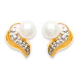 Les Tr&eacute;sors De Lily [C5753] - Boucles Plaqu&eacute; Or 'Catherine' blanc dor&eacute; - 10x10 mm valge