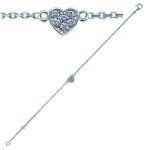 Les Tr&eacute;sors De Lily [G1272] - Bracelet Argent 'Pretty Love' blanc argent&eacute; (rhodi&eacute;) - 6 mm valge