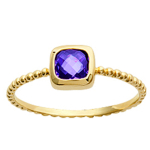 Kullatud s&otilde;rmus  Unikaalne  kuldne amet&uuml;st - 6x6 mm 54 lilla