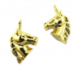 7bis [P8199] - Boucles artisanales 'Licorne My Unicorn' dor&eacute; - 10x10 mm kuld