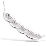 Les Tr&eacute;sors De Lily [Q1085] - h&otilde;bedane kaelakee 'Chor&eacute;ographie' h&otilde;bevalged (roodiumiga kaetud) punutised - 43 cm 45x6 mm h&otilde;be