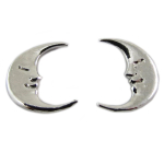 7bis [Q6100] - Boucles artisanales 'Luna' argent&eacute; - 9x8 mm h&otilde;be