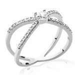 Bague Argent 'Sissi' blanc argent&eacute; (rhodi&eacute;) - 7 mm- pierre 4 mm 52 valge