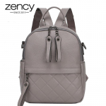 Zency Fashion naiste seljakott 100% ehtsast nahast elegantne must igap&auml;evane puhkuse seljakott vabaaja reisikotid t&uuml;druku koolikott hall must