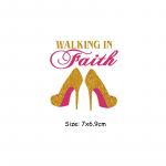 Walking On Faith Transfer Patch A-tasemel pestavad kapuutsid Topid Vin&uuml;&uuml;list termopressiga isetehtud termokleebise plaaster 7x6.9 cm