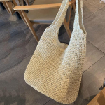 Yogodlnsi suvine &otilde;lgkott naistele k&auml;sitsi valmistatud kootud &otilde;lakott Suure mahutavusega rannakott Moepuhkuse k&auml;epidemega kott Bohemia Totes 33*11*27cm beež