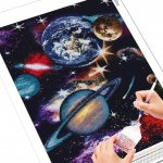 5D teemanttikandid maastik Teemantmaal T&auml;isruudukujuline Universumi pilt kivikividest Planeedi mosaiik Kodukaunistus Full Round 20X30CM