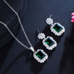 CMM s&auml;delev tsirkooniumoksiidi h&otilde;bedane ruudukujuline ripats kaelakee k&otilde;rvar&otilde;ngad ehtekomplektid roosa