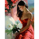 Teemantmaal, &uuml;mmargune seksikas naisepilt Teemanttikandid Teemantmosaiikpaigutus Kodukaunistus Full Round 20x25CM