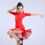 Ladina tantsu kleit L&uuml;hikeste varrukatega ladina tantsu Tutt &uuml;hes t&uuml;kis naiste kleit naiste tantsusaali tango Cha Cha Rumba kost&uuml;&uuml;mid 140