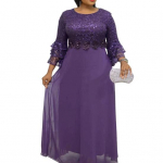 &Otilde;htukleit, v&ouml;&ouml;kohaga pingul kleit Naha puudutusega ilus, elegantne pitsist &otilde;mblustega &scaron;ifoonist suur naiste &otilde;htukleit 2XL lilla