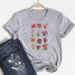 (Aasia suurus)Lilleline Tee-T-s&auml;rk Armas, armas 90-ndate armas moodne T-s&auml;rk, naiste prindiga naiste graafiline riietus vabaaja l&uuml;hikeste varrukatega T-s&auml;rk S