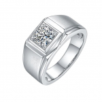 Gb 925 Sterlingh&otilde;be Rodineeritud Moissaniit S&otilde;rmus Meestele 1 .0ct 6 .5mm Moissaniit Teemant Meeste Abielus&otilde;rmus 12
