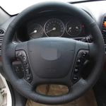 DIY must kunstnahast autotarvikud Hyundai Santa Fe 2006-2012 H-1 Starex 2008-2020 i800 rooliratta kate Black Thread