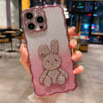 Luksuslik 3D Diamond Rabbit Gradient telefoni&uuml;mbris iPhone 14pro Max 13 12 11 Pro Max 14 Plus p&otilde;rutuskindla pinnakattega kaitseraua l&auml;bipaistev kate For iPhone 14 Plus