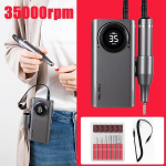 30000 RPM kaasaskantav laetav elektriline k&uuml;&uuml;nepuuriotsake manik&uuml;&uuml;ri masina pliiatsi pedik&uuml;&uuml;riga 6 bitti puurimisfreesi masina k&uuml;&uuml;nte komplekt Nail polisher must